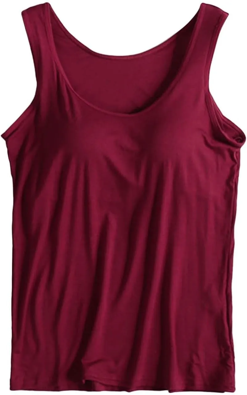 2 Pack Tank Tops for Women 2024 Cami Built in Bras Plus Size Shelf Bra Shirt Yoga Athleic Layering Undershirt
