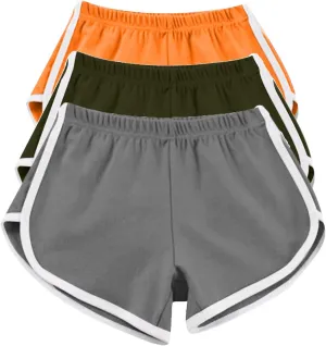 3 Packs Girls Athletic Shorts Kids Soccer Basketball Shorts Quick Dry Running Shorts Tennis Joggers Workout Shorts