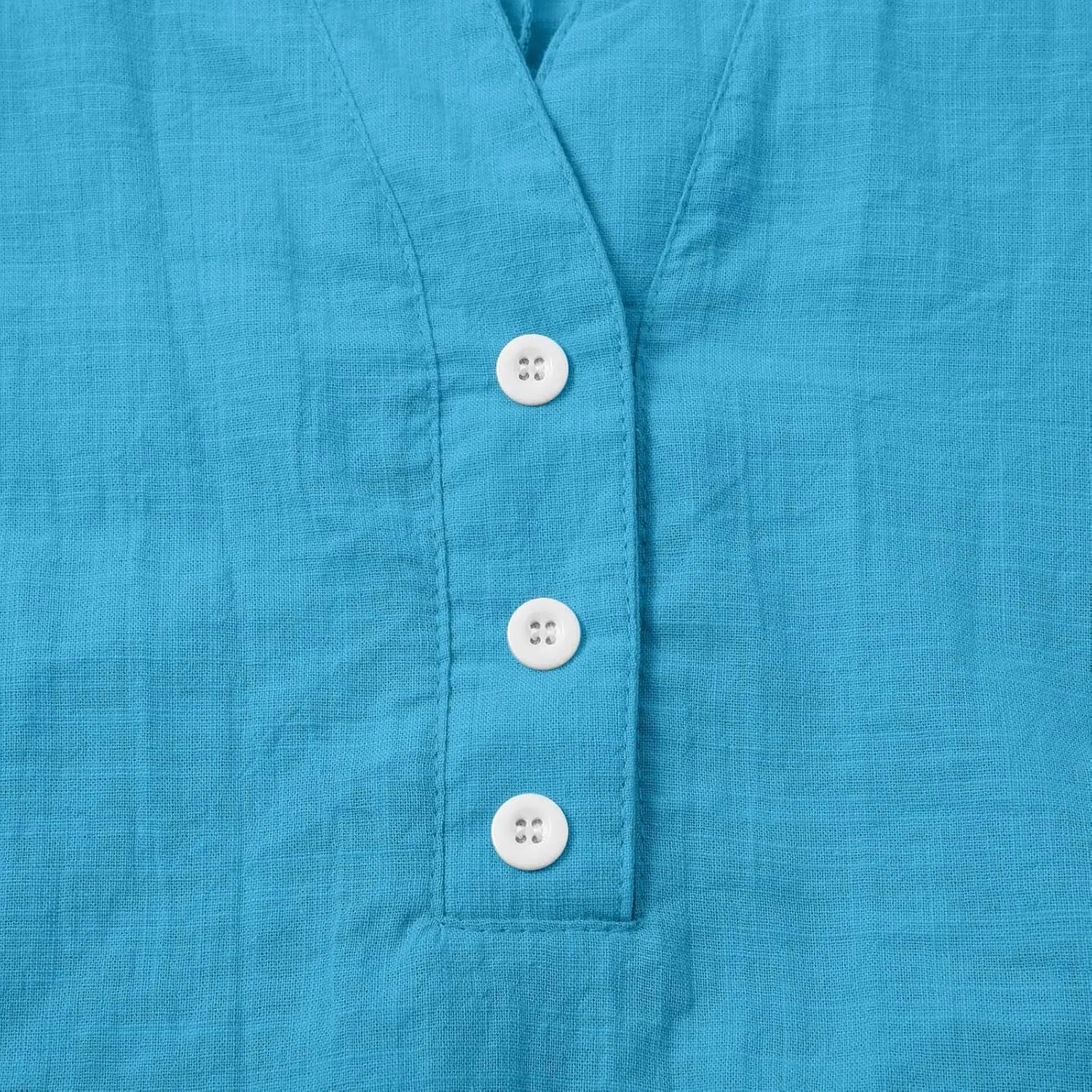 3/4 Sleeve Cotton Linen Tops for Women 2025 Loose Notched V Neck Button Down Henley Shirts Summer Beach Tee Tunic Blouse