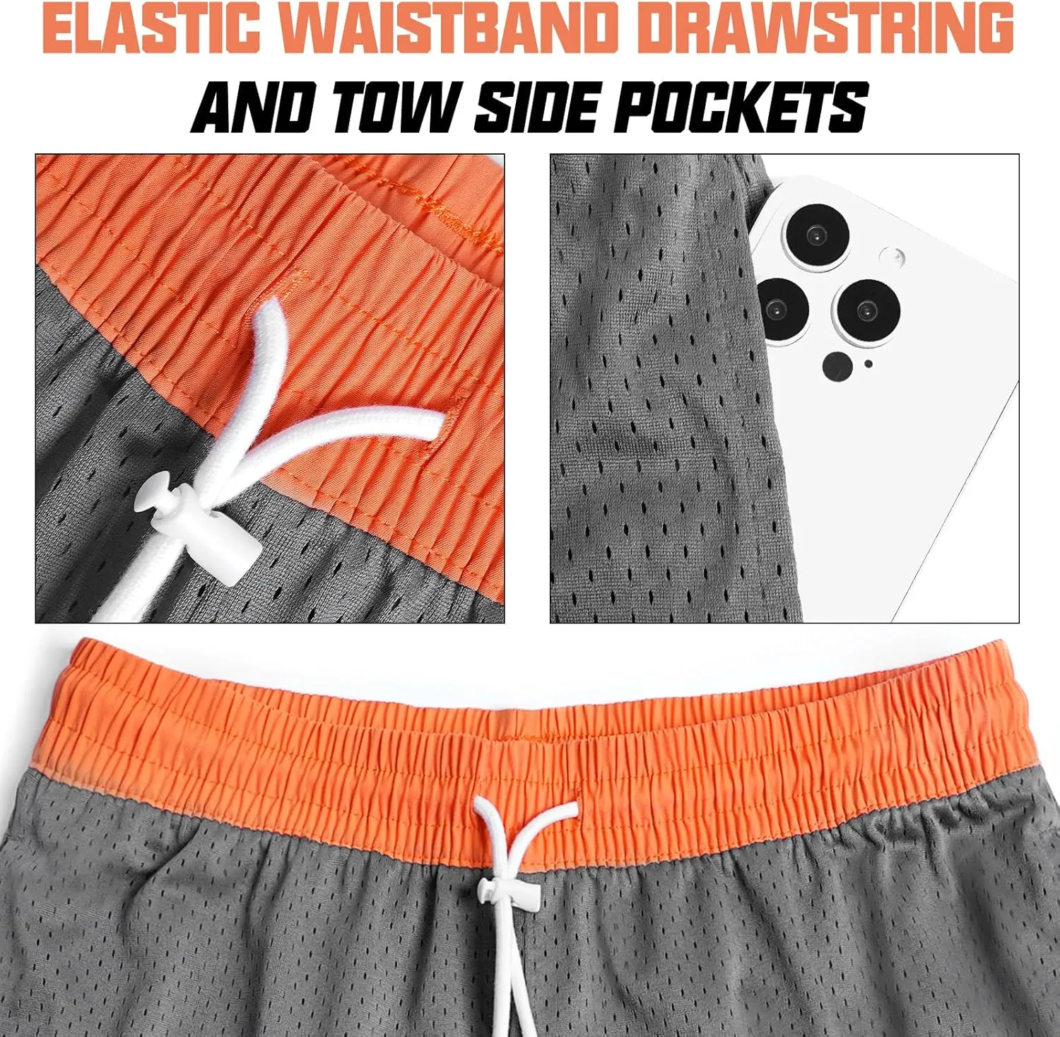 AIMPACT 7" Mens Mesh Shorts Athletic Basketball Shorts Double Layer Gym Workout Shorts with Pocket Drawstring Breathable