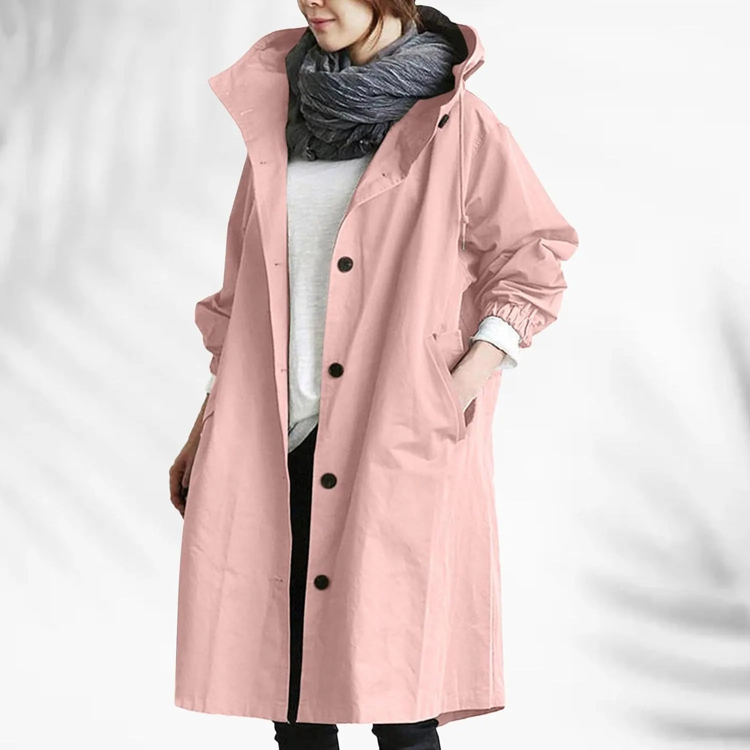 AMDBEL Trench Coat for Women 2023 Women's Casual Long Rain Jacket Fashion Winter Hooded Oversized Windbreaker Coats Outerwear