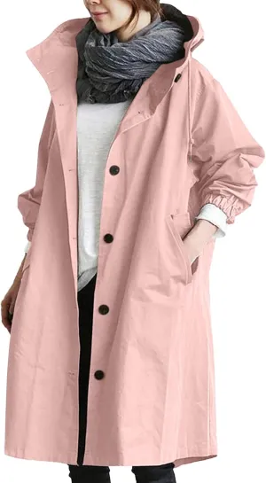 AMDBEL Trench Coat for Women 2023 Women's Casual Long Rain Jacket Fashion Winter Hooded Oversized Windbreaker Coats Outerwear