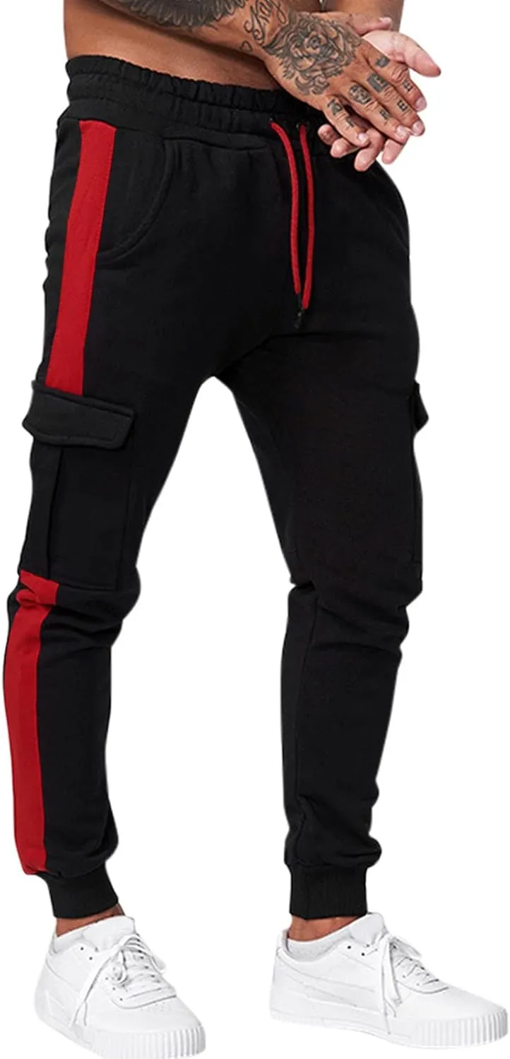 Big and Tall Cargo Pants for Men Sweatpants for Men with Pockets Men's Athletic Running Sport Jogger Pants Drawstring