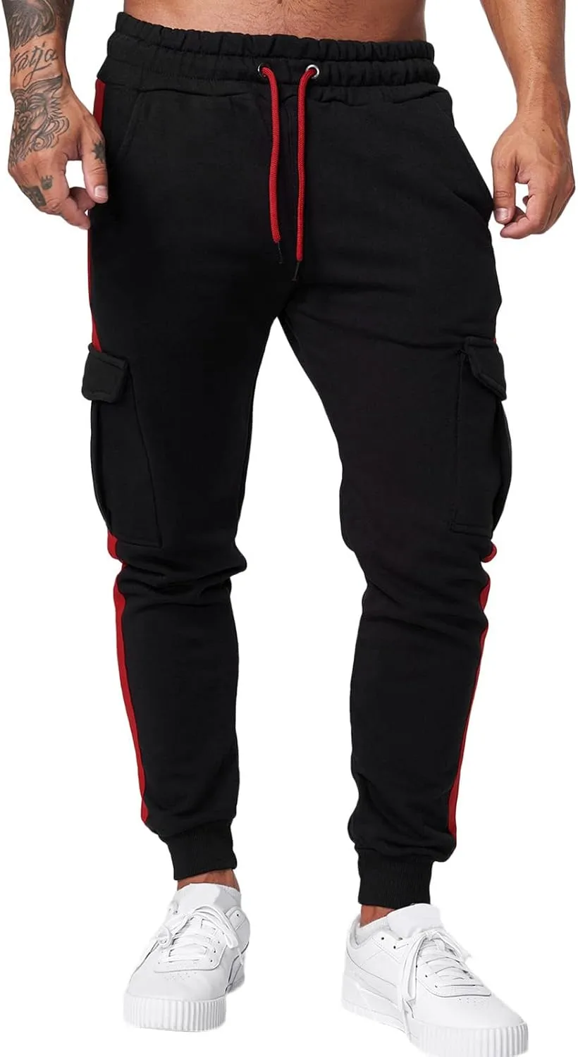 Big and Tall Cargo Pants for Men Sweatpants for Men with Pockets Men's Athletic Running Sport Jogger Pants Drawstring