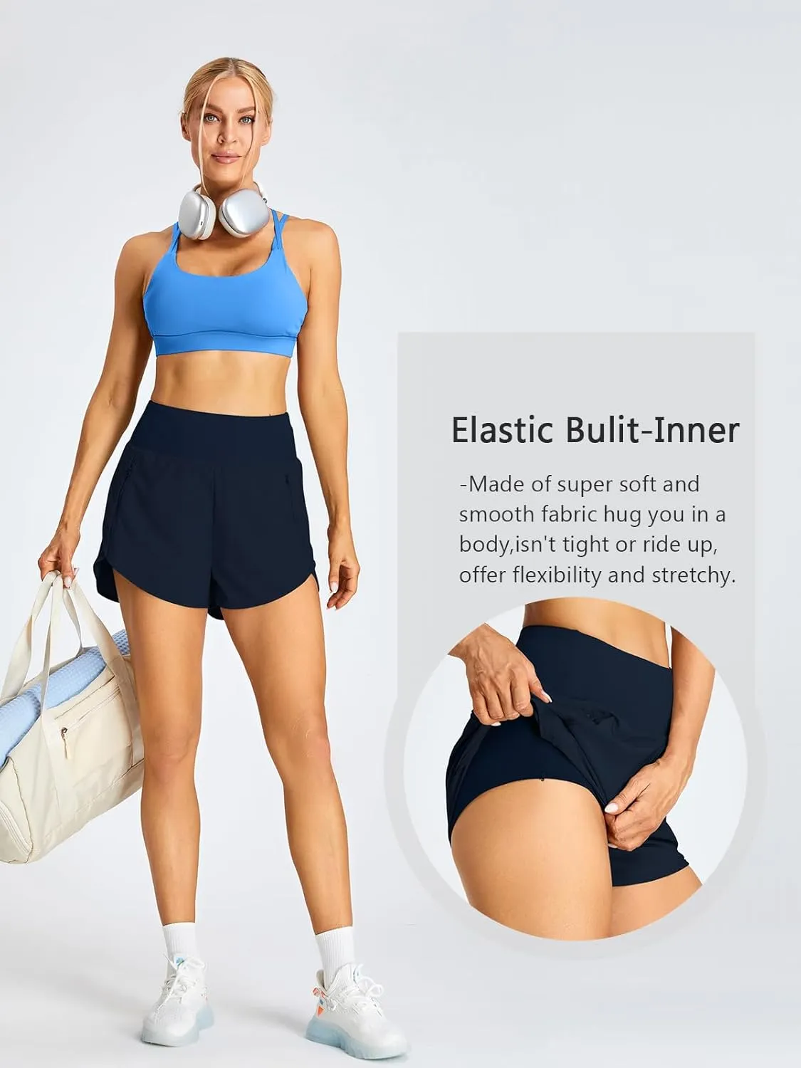 BMJL Women's Athletic Shorts Running High Waisted Shorts Pocket Sporty Workout Shorts Quick Dry Gym Shorts Pants