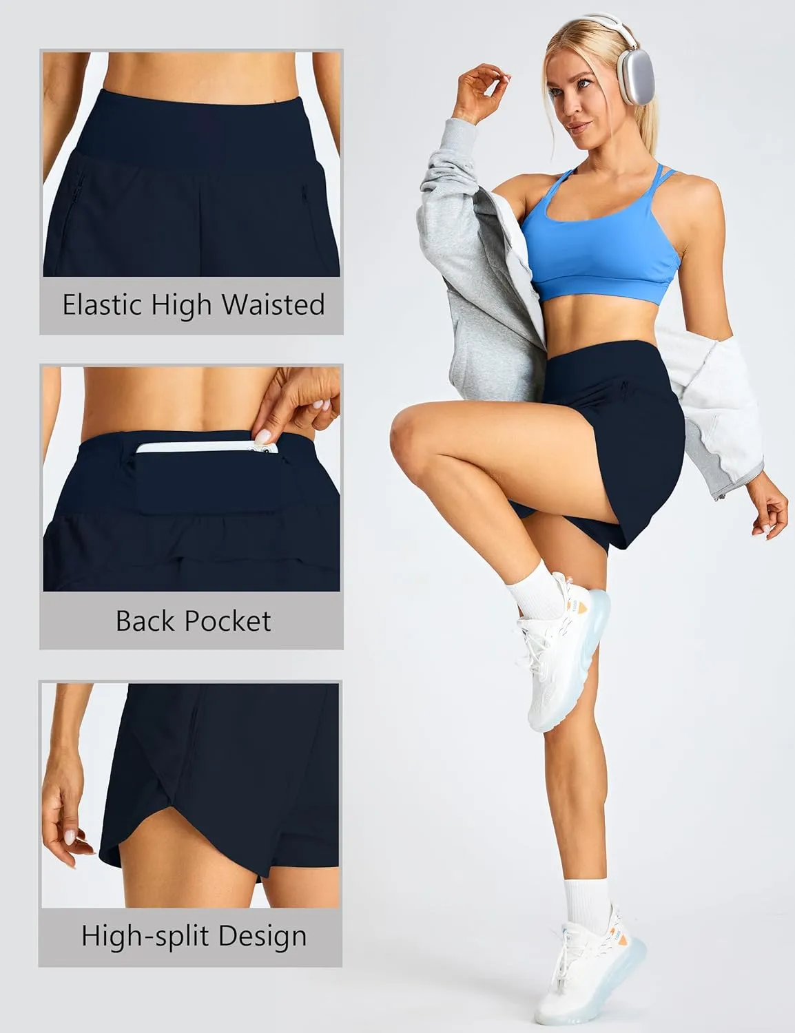 BMJL Women's Athletic Shorts Running High Waisted Shorts Pocket Sporty Workout Shorts Quick Dry Gym Shorts Pants