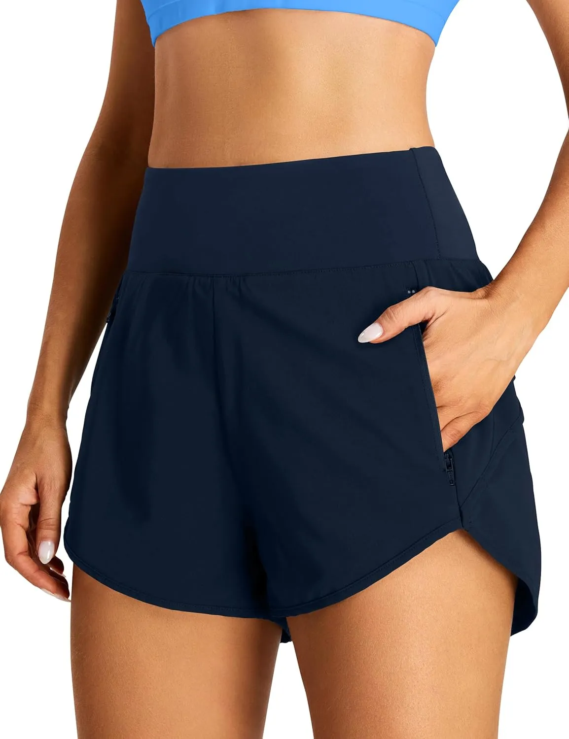 BMJL Women's Athletic Shorts Running High Waisted Shorts Pocket Sporty Workout Shorts Quick Dry Gym Shorts Pants