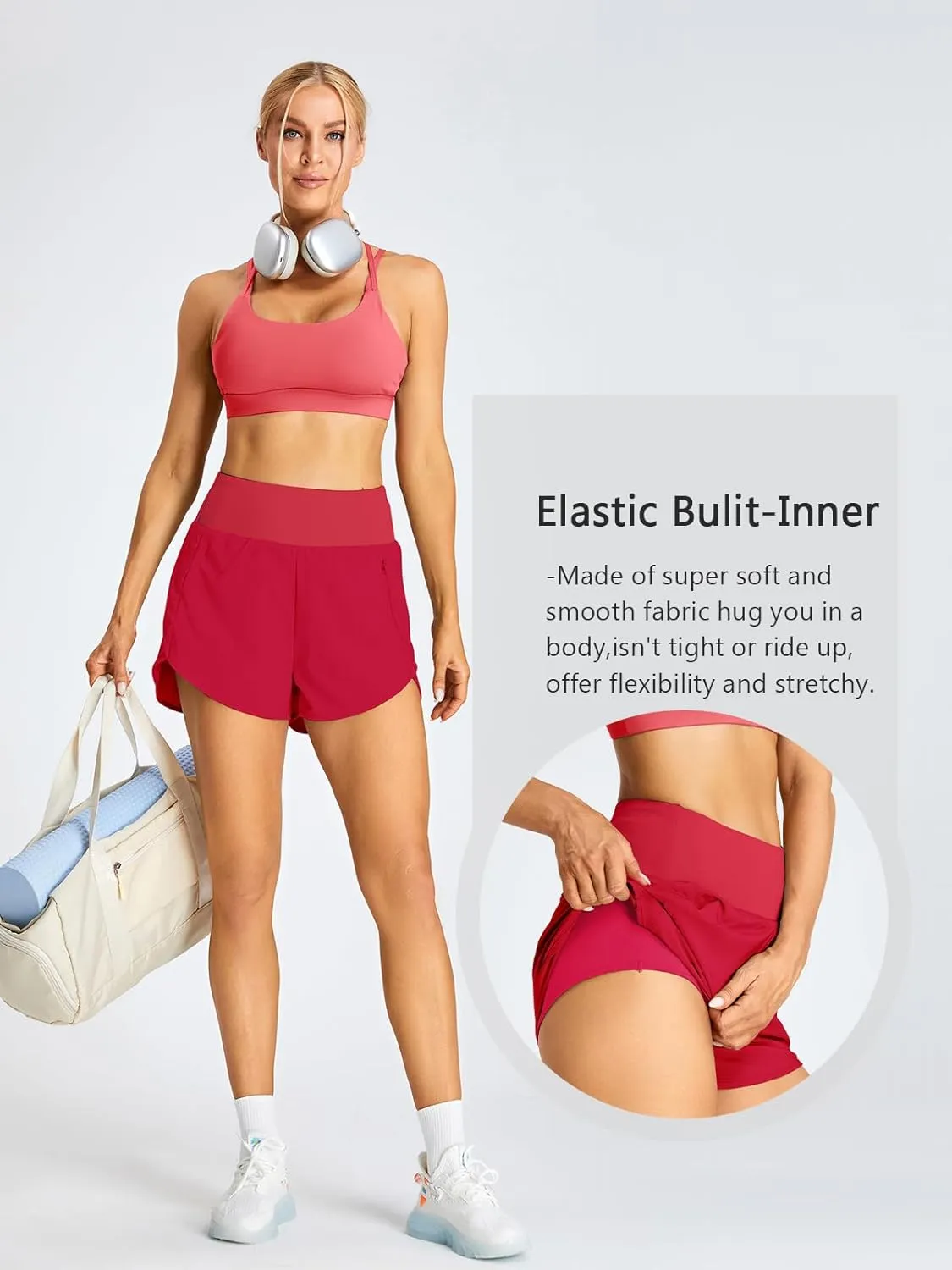 BMJL Women's Athletic Shorts Running High Waisted Shorts Pocket Sporty Workout Shorts Quick Dry Gym Shorts Pants