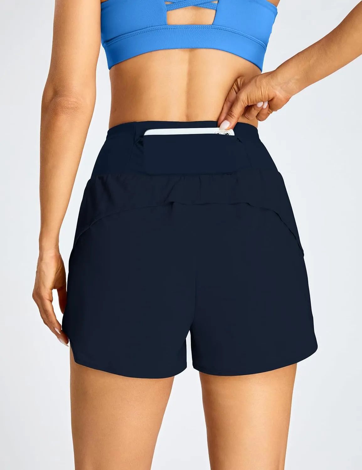 BMJL Women's Athletic Shorts Running High Waisted Shorts Pocket Sporty Workout Shorts Quick Dry Gym Shorts Pants
