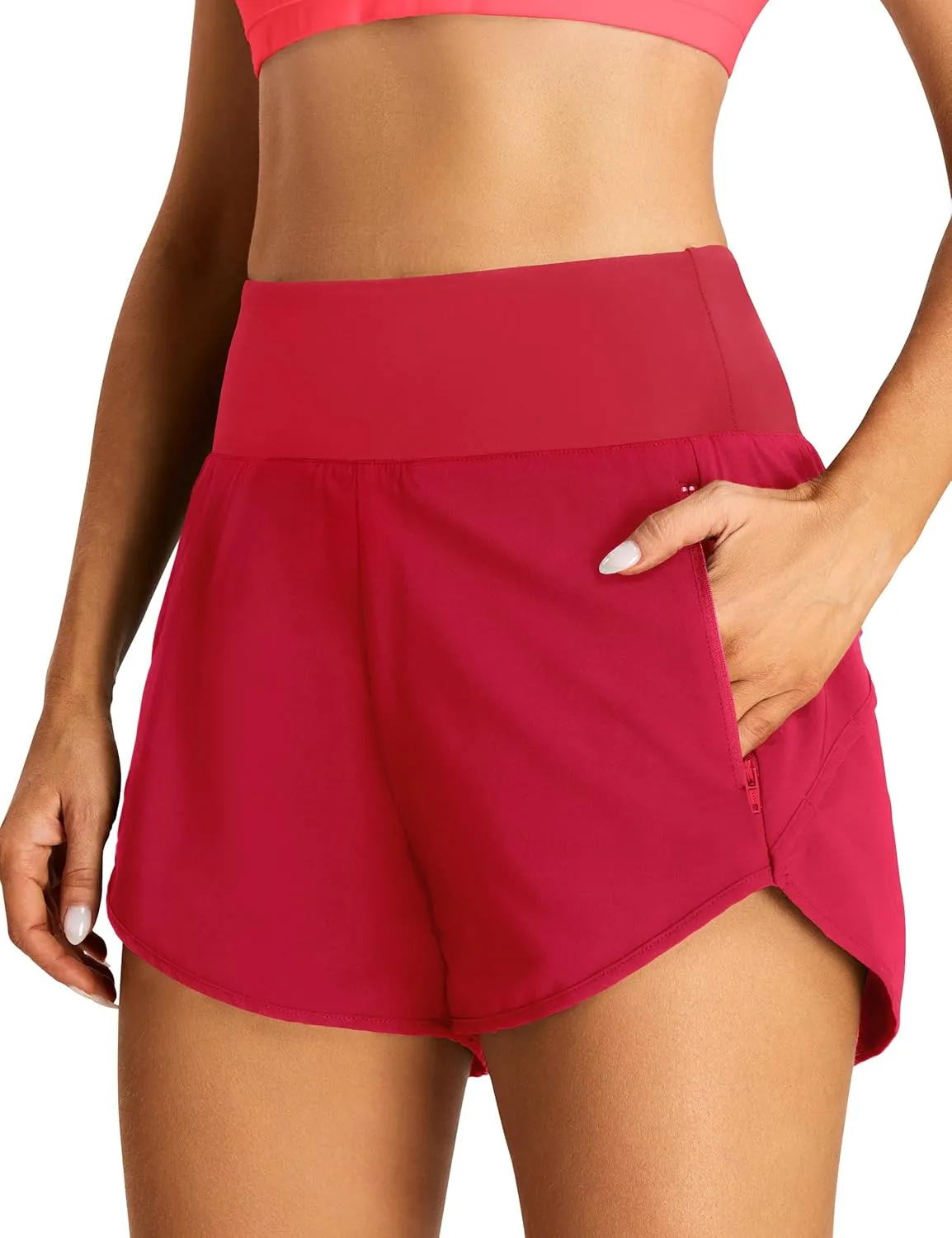 BMJL Women's Athletic Shorts Running High Waisted Shorts Pocket Sporty Workout Shorts Quick Dry Gym Shorts Pants
