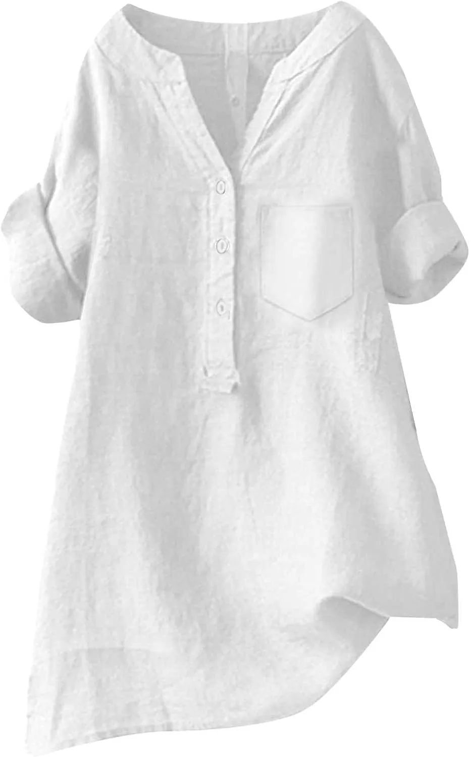Boho Linen Shirts for Women 2025 Gauze Short Sleeve V Neck Button Loose Fit Blouses Vacation Dress Casual Tunic Tops