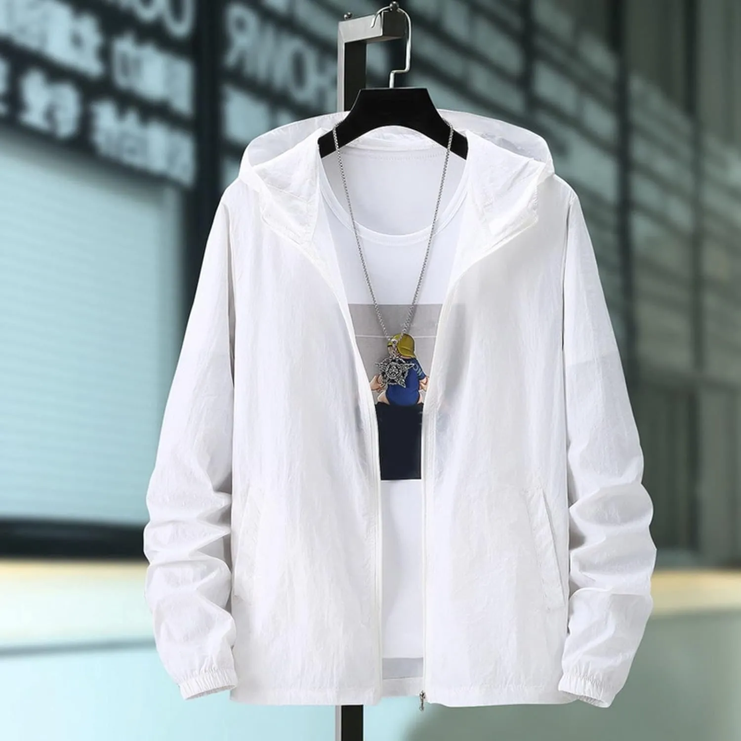 Bomber Jacket Men, Mens Hip Hop Streetwear Windbreaker Jacket Lightweight Casual Outdoor Bomber Jacket Coat with Hood