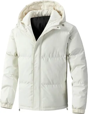 Button Zipper Hooded Cotton Jacket Mens Solid Drawstring Warm Coat Long Sleeve Loose Casual Jacket with Pockets