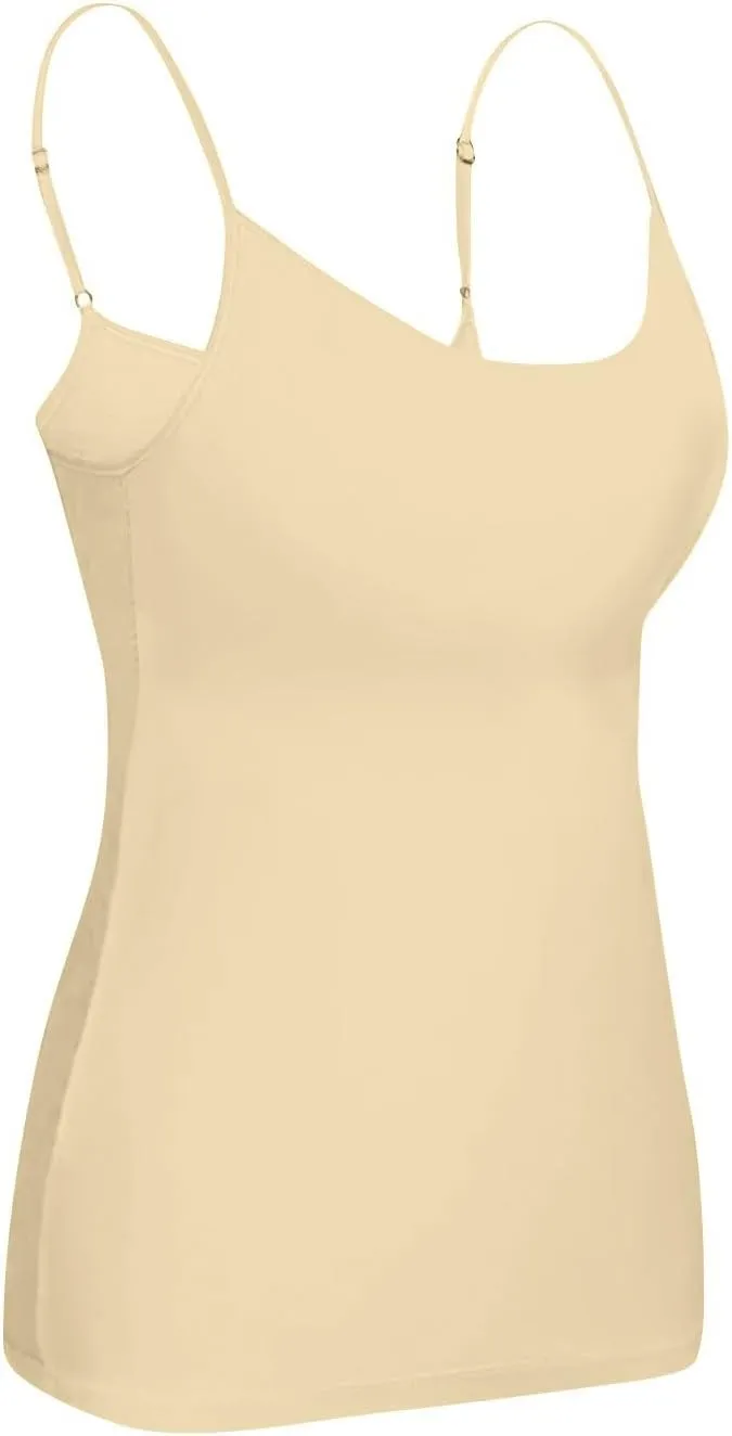 Camisole Tops for Women Built in Bra Basic Undershirts Adjustable Spaghetti Strap Tank Tops Summer Cami Shirt