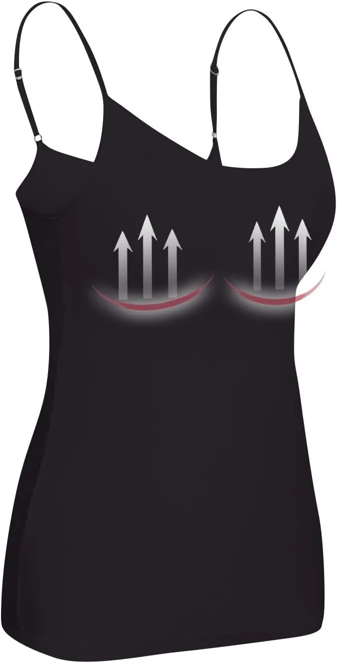 Camisole Tops for Women Built in Bra Basic Undershirts Adjustable Spaghetti Strap Tank Tops Summer Cami Shirt