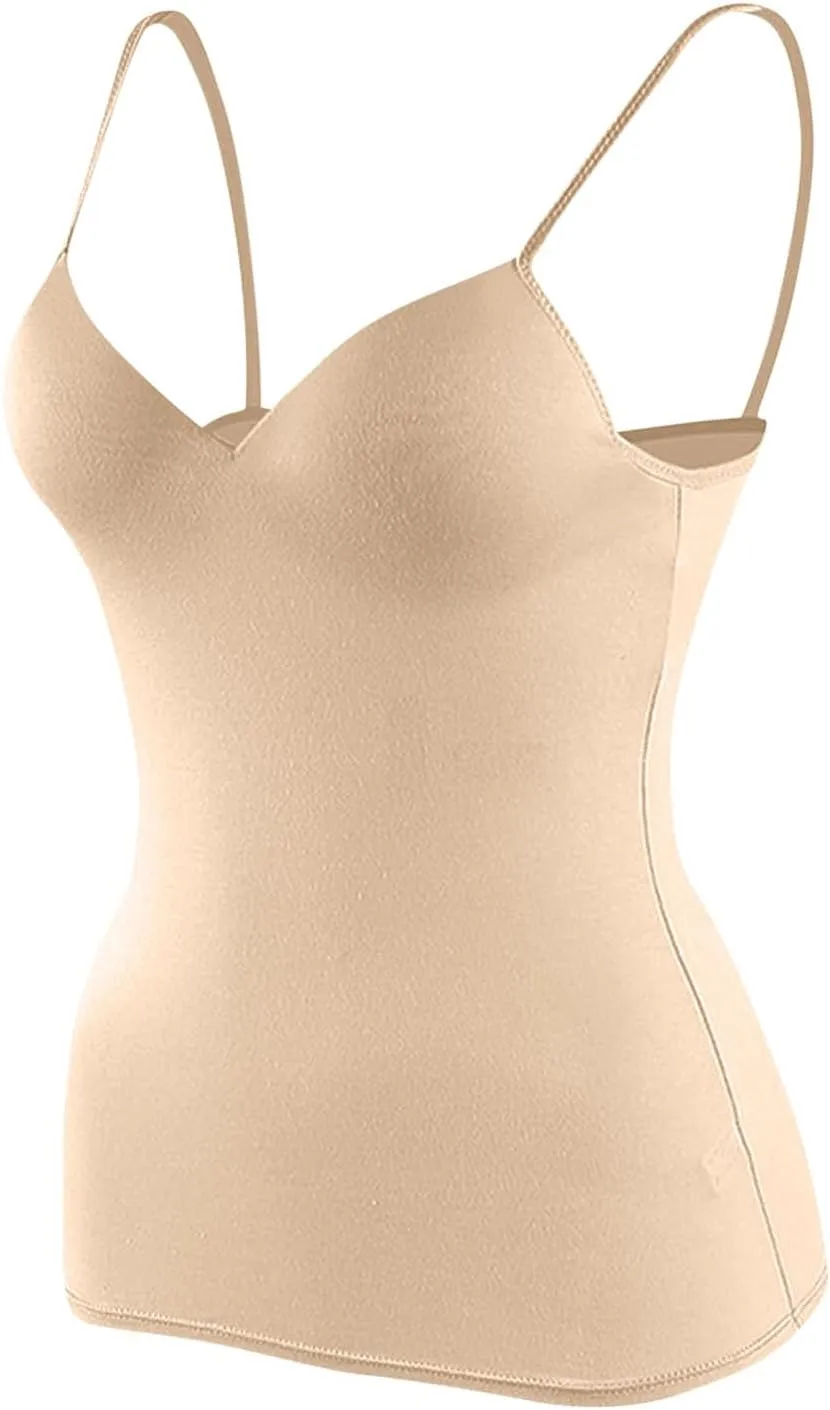 Camisole Tops for Women Built in Bra Slim Fit Crop Lightweight Quick Dry Padded Bras Sexy Vneck Layering Tank Tops