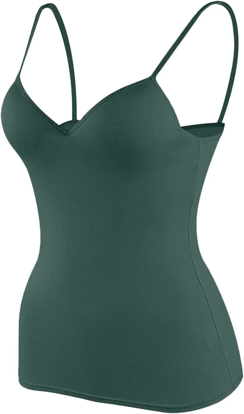 Camisole Tops for Women Cotton Adjustable Strap Stretch Tank Tops Built in Shelf Bra Workout Yoga Shirt