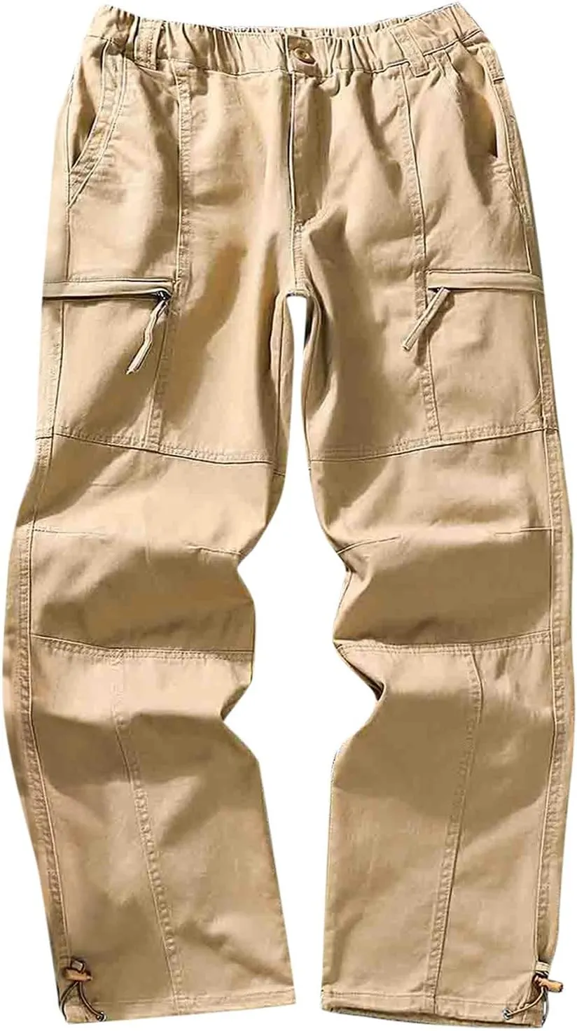 Cargo Pants for Men Relaxed Fit Leg Cargo Pants with Pockets Mens Sweatpants Big and Tall Fleece Lined Cargo Trousers