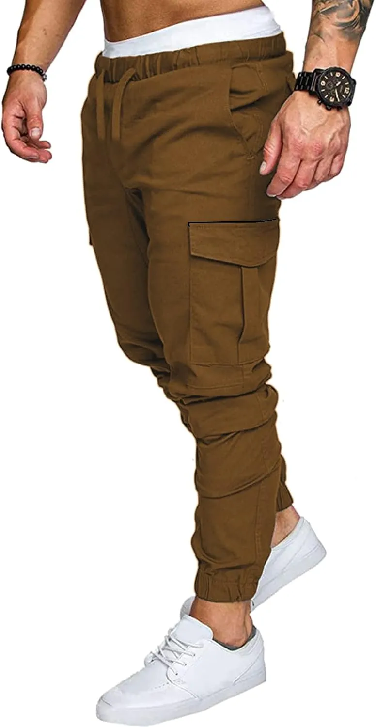 Cargo Pants for Men Relaxed Fit Mens Cargo Pants Sweatpants with Zipper Pockets Workout Cycling Gym Pants Men Joggers