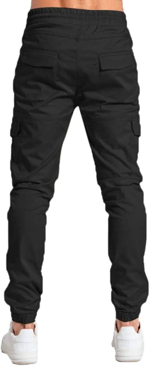 Cargo Pants for Men Relaxed Fit Mens Cargo Pants with Pockets Open Bottom Athletic Pants for Workout Running Training