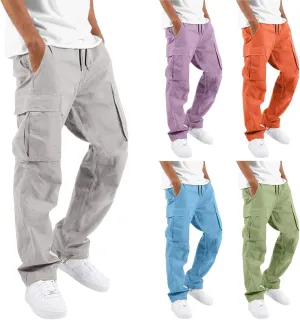 Cargo Pants for Men Relaxed Fit Mens Cargo Pants with Zipper Pockets Mens High Waisted Baggy Jogger Sweatpants Lounge