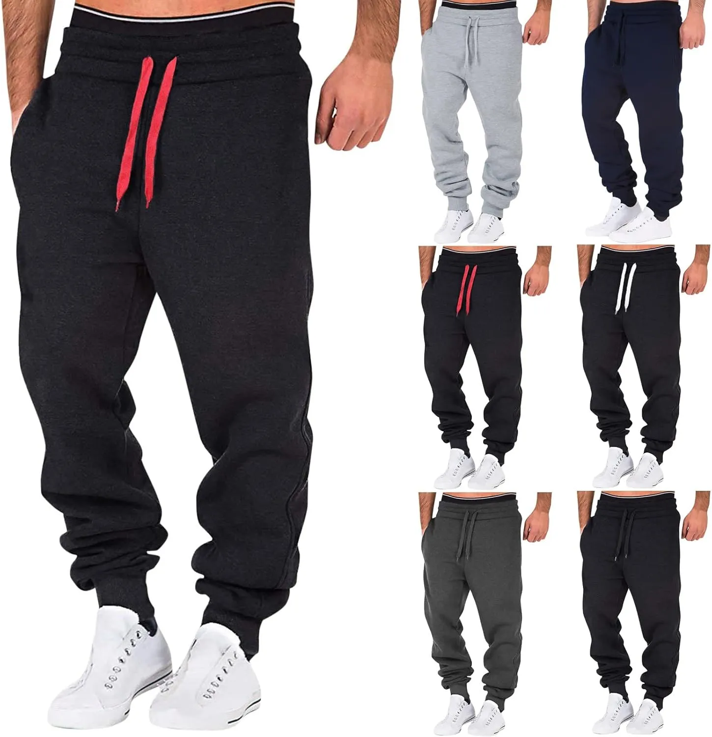 Cargo Pants for Men Relaxed Fit Sweatpants for Men Pants Casual Rope Loose Heavyweight Loose Sports Trousers Pockets
