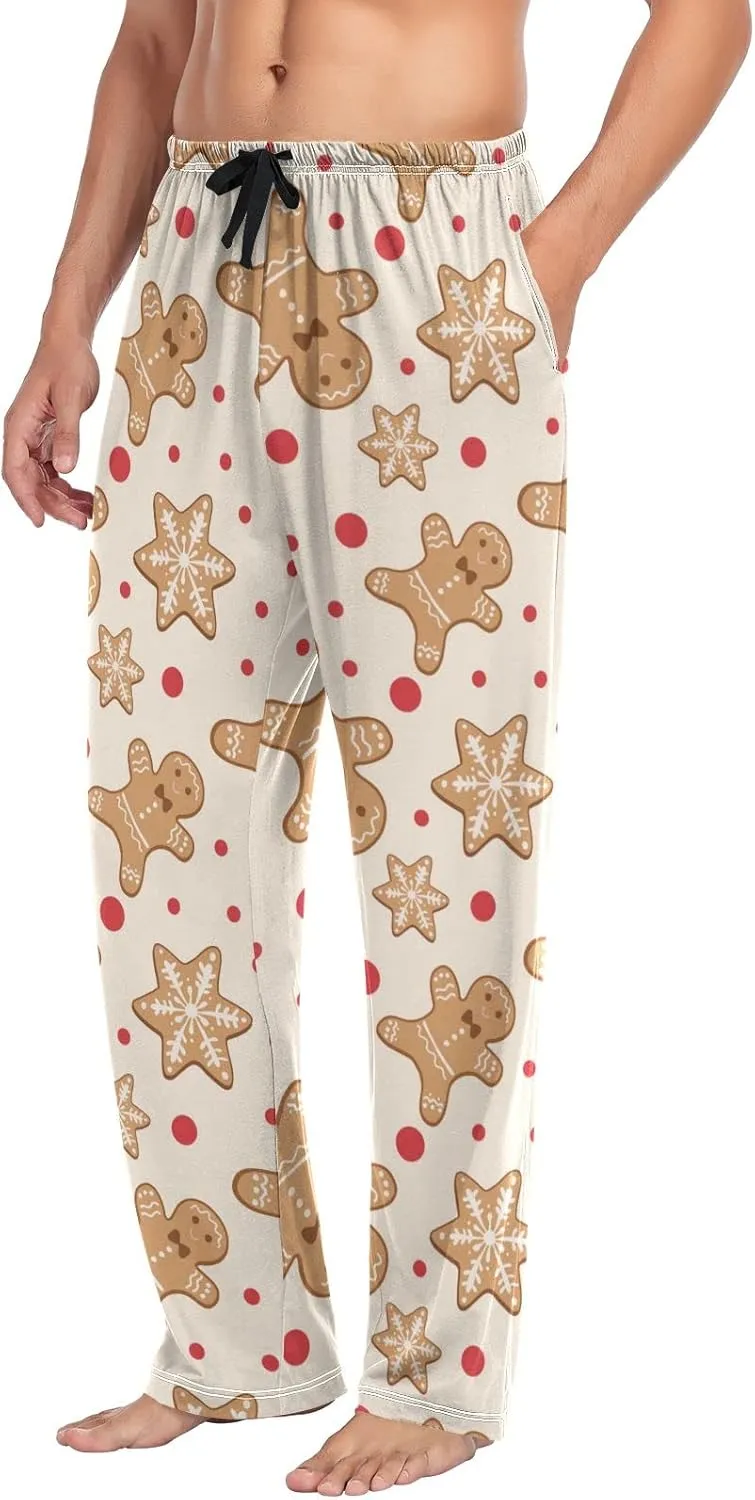 Christmas Gingerbread Snowflake Men's Pajama Pants Sleepwear Lounge Pajama Bottoms
