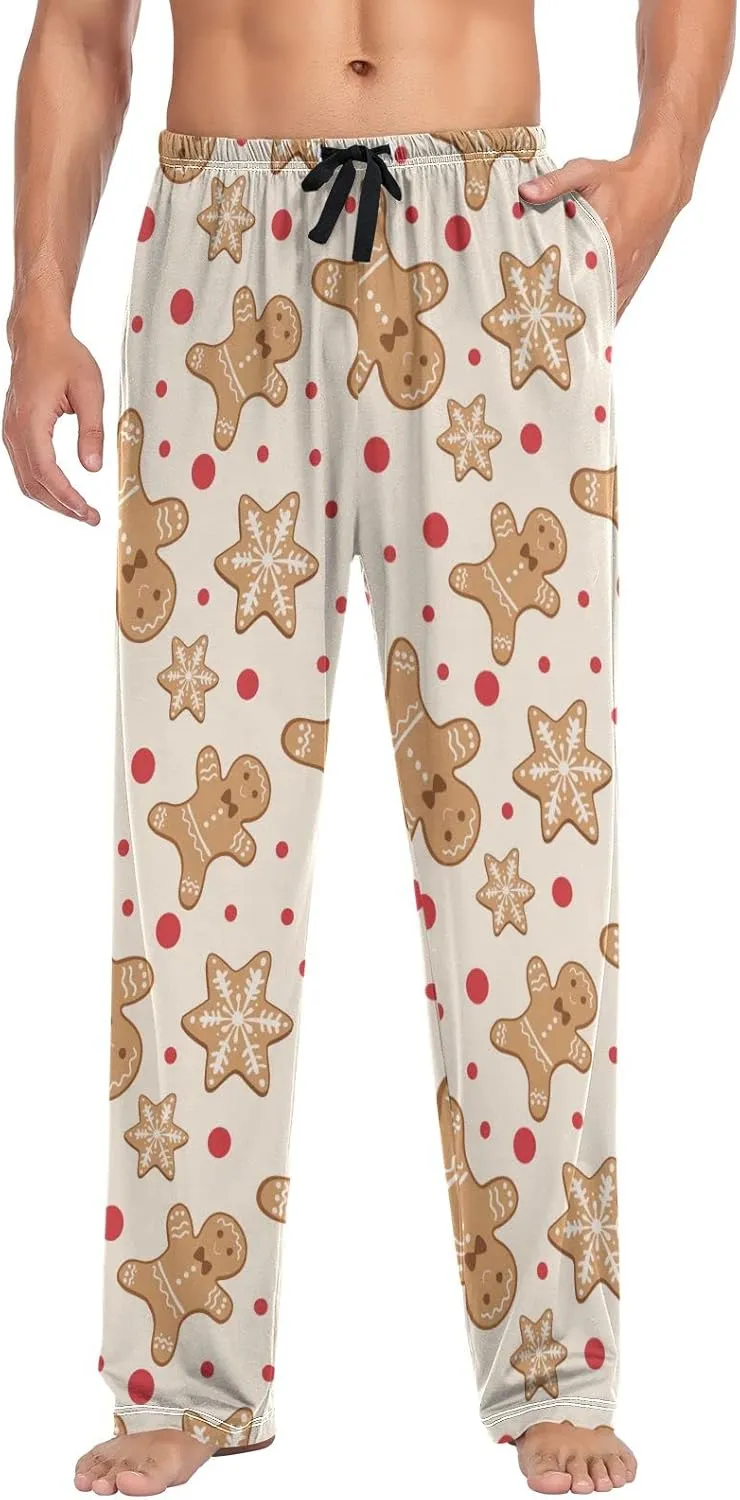 Christmas Gingerbread Snowflake Men's Pajama Pants Sleepwear Lounge Pajama Bottoms
