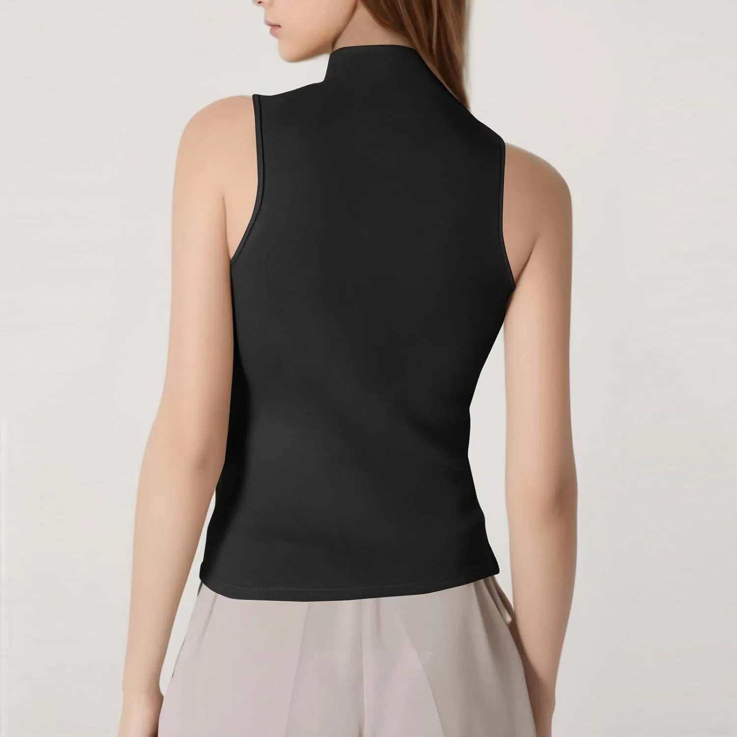 Compression Tanks for Women Slim Fit Sleeveless Layering Tops Solid Turtleneck Summer Outfits