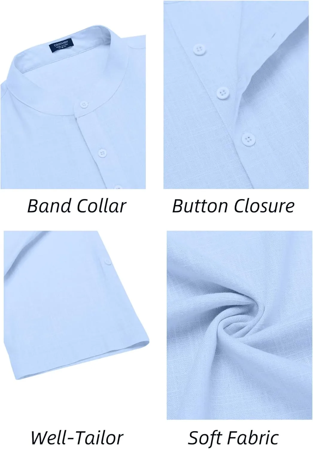 COOFANDY Men's Henley T-Shirts Short Sleeve Casual Button Henley Shirts Band Collar Tee Summer Beach Hippie Shirts