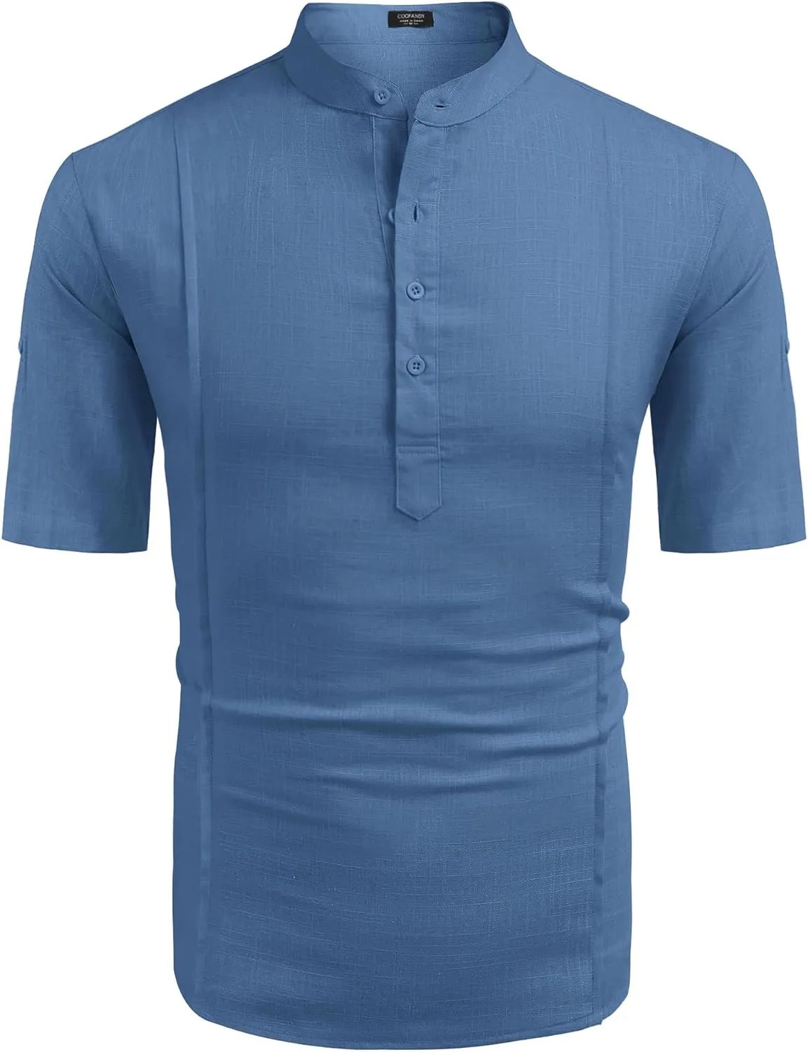 COOFANDY Men's Henley T-Shirts Short Sleeve Casual Button Henley Shirts Band Collar Tee Summer Beach Hippie Shirts