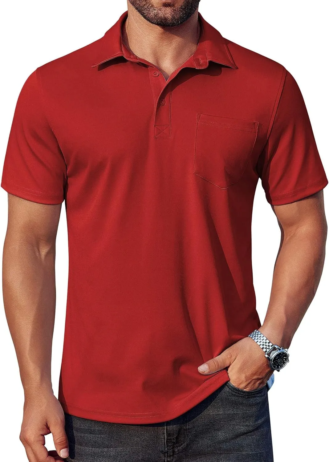 COOFANDY Men's Polo Shirts Short Sleeve Casual Shirts with Pocket