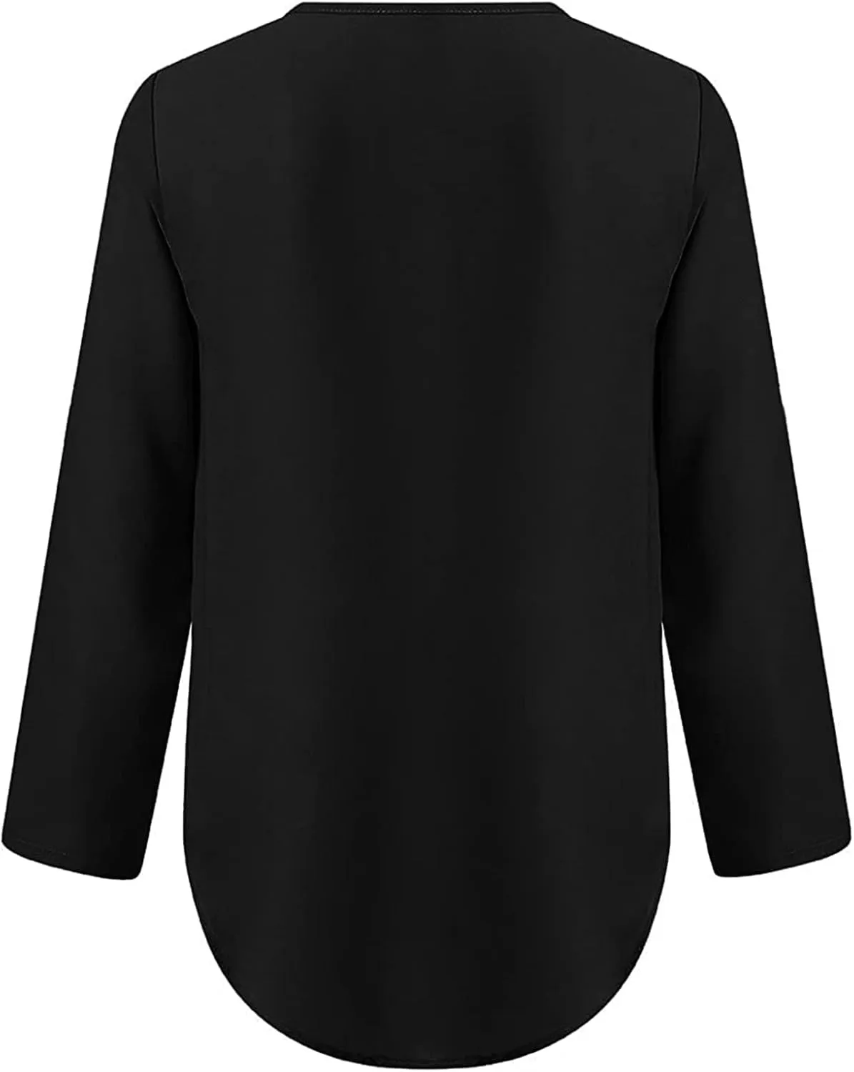 DASAYO Women's V Neck Zip Chiffon Tops Blouses Rolled Long Sleeve Loose Fit Shirts Top Comfy Fashion Casual Blouse Shirt