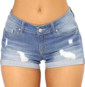 Dawery Women's Ripped High Waisted Denim Shorts Stretchy Jean Shorts Distressed Jean Shorts Women Women Romper Shorts