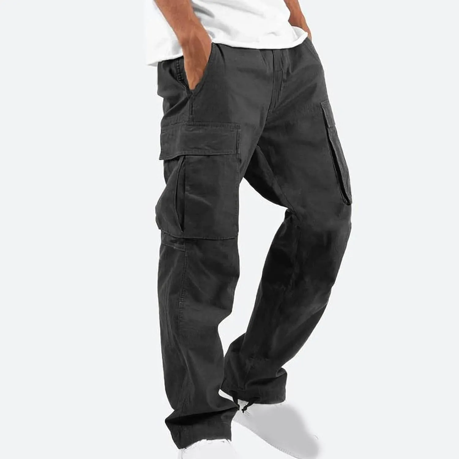 Dgoopd Cargo Pants for Men Big and Tall Jogger Pants Elastic Waist Workout Pants Casual Sweat Pants Outdoor Hiking Pants