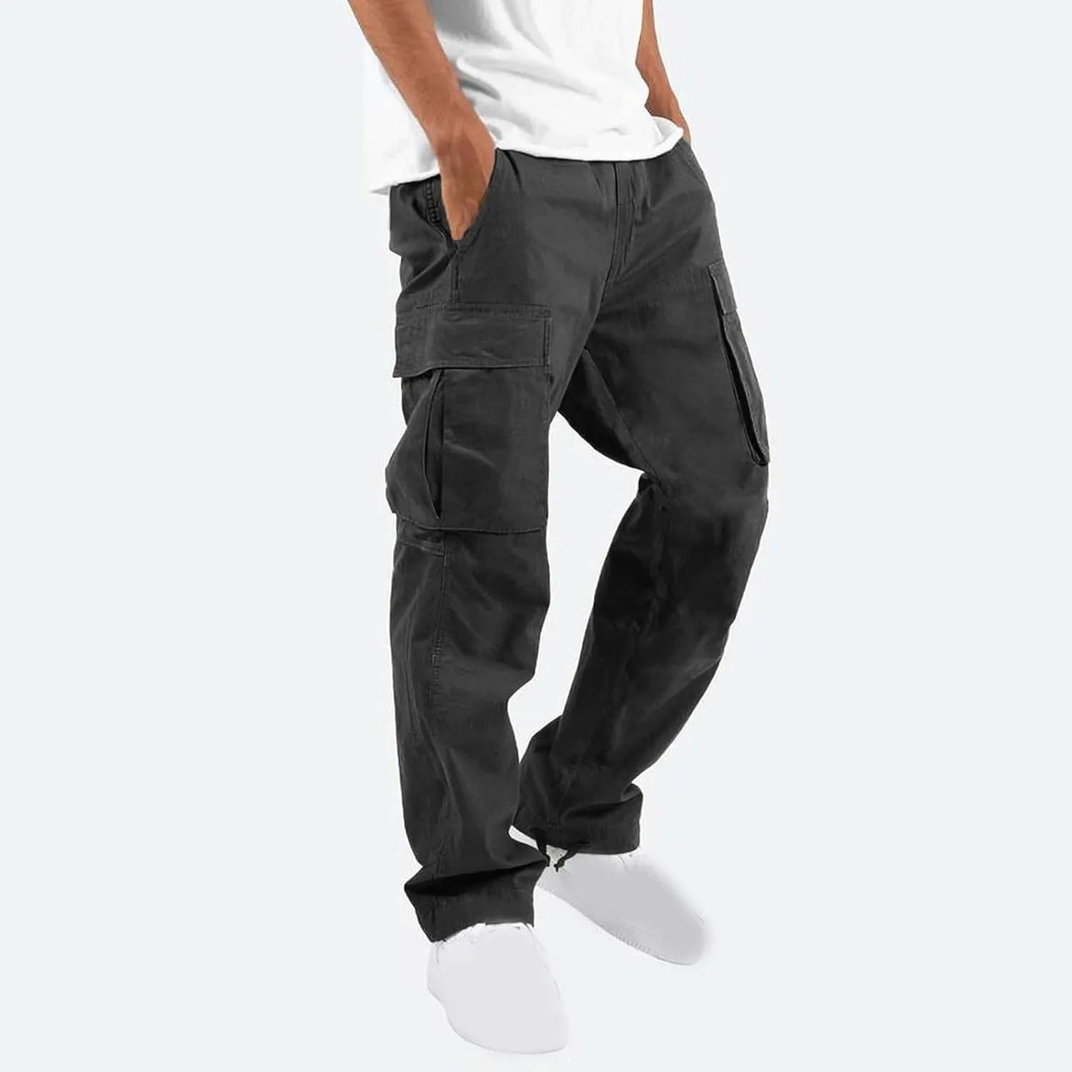 Dgoopd Cargo Pants for Men Big and Tall Jogger Pants Elastic Waist Workout Pants Casual Sweat Pants Outdoor Hiking Pants