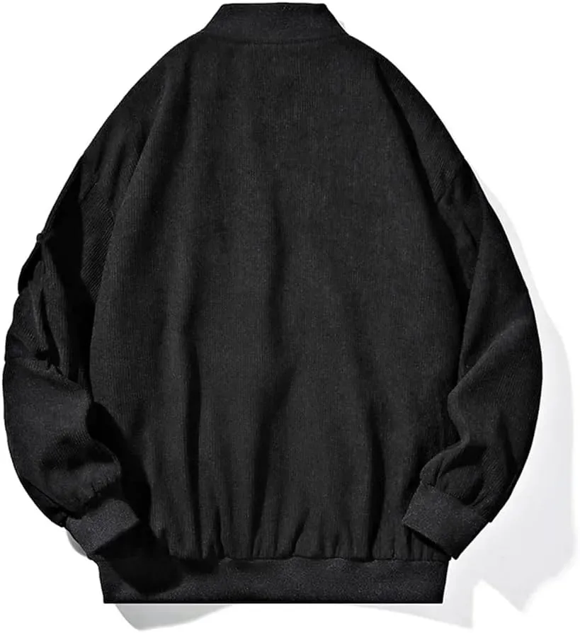 Disimlarl Men Baseball Collar Windbreaker Jackets Loose Streetwear Outerwear Solid Color Casual Zip Up Jackets Coats