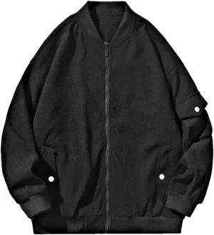 Disimlarl Men Baseball Collar Windbreaker Jackets Loose Streetwear Outerwear Solid Color Casual Zip Up Jackets Coats