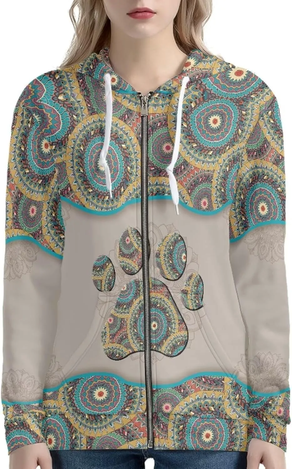 DISNIMO Zip Up Hoodie Women Long Sleeve Drawstring Sweatshirt Jackets Streetwear