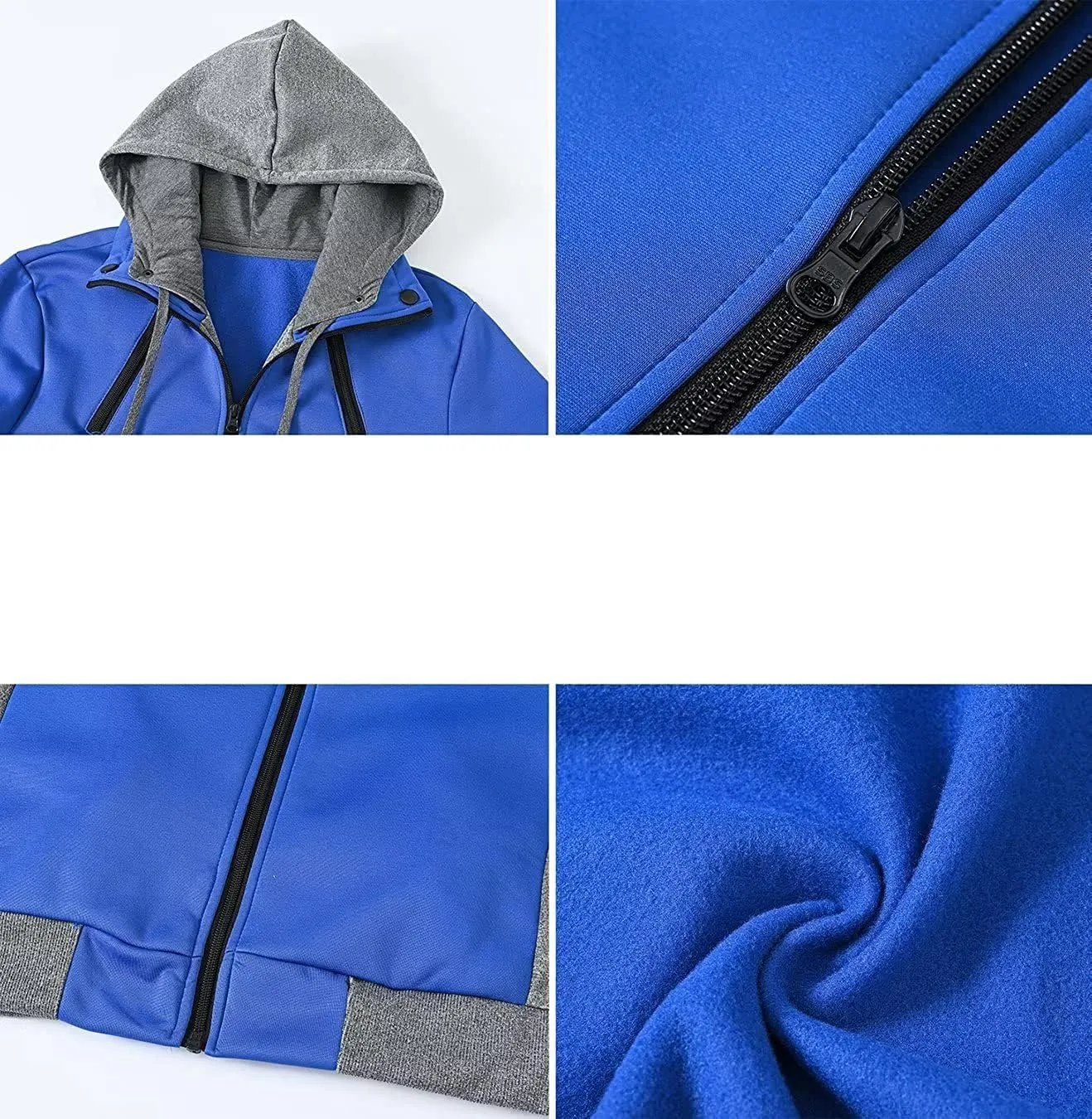 Dninmim Men Hooded Jackets Turtleneck Zipper Coats Casual Streetwear