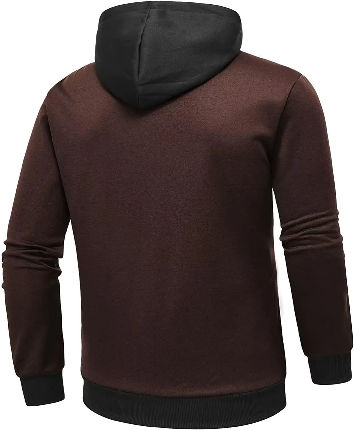 Dninmim Men Hooded Jackets Turtleneck Zipper Coats Casual Streetwear