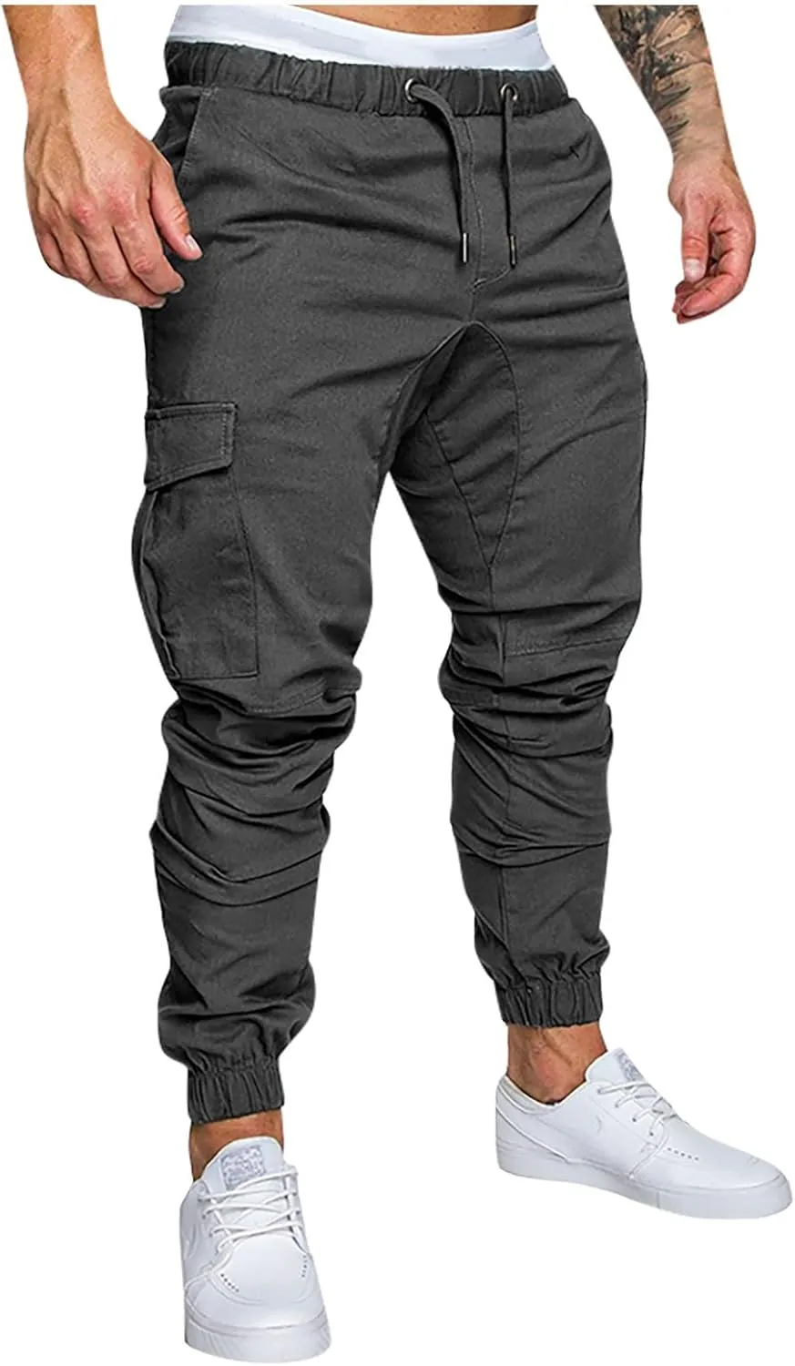 Dudubaby Mens Pants Casual Men's Overalls Drawstring Multi Pocket Casual Pants Hiking Pants Cotton Twill Pants