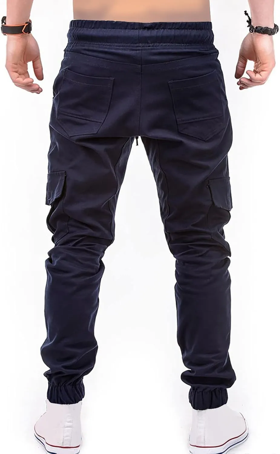 Dudubaby Mens Pants Casual Men's Overalls Drawstring Multi Pocket Casual Pants Hiking Pants Cotton Twill Pants