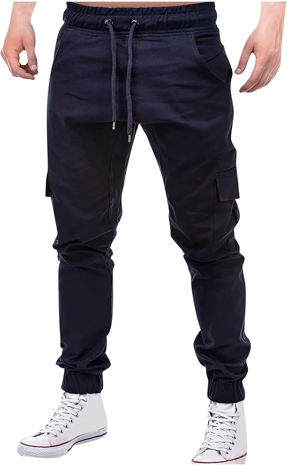 Dudubaby Mens Pants Casual Men's Overalls Drawstring Multi Pocket Casual Pants Hiking Pants Cotton Twill Pants