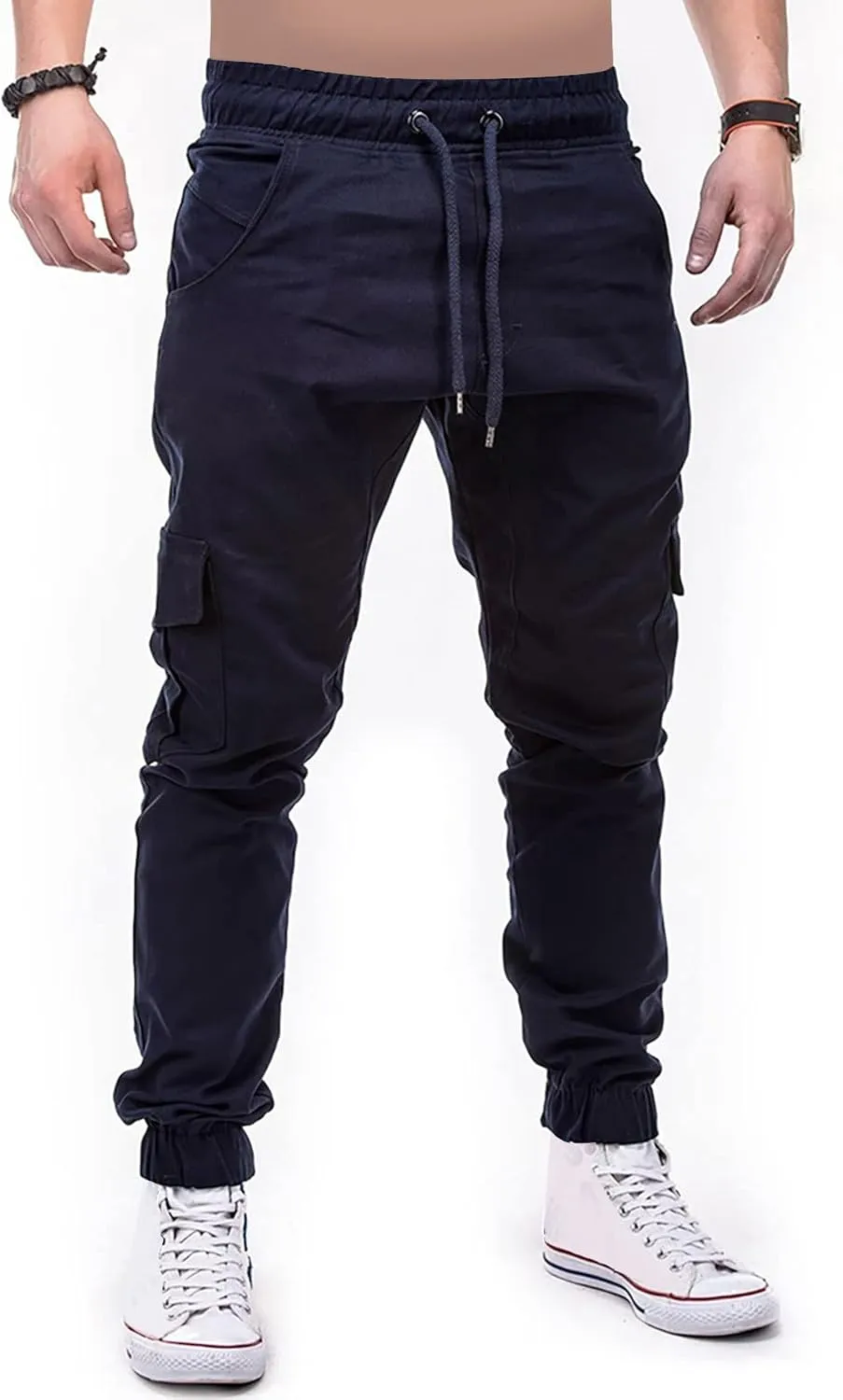 Dudubaby Mens Pants Casual Men's Overalls Drawstring Multi Pocket Casual Pants Hiking Pants Cotton Twill Pants