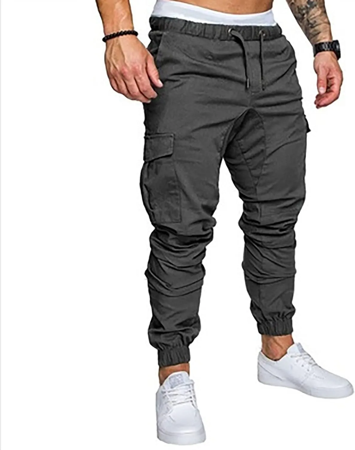 Dudubaby Mens Pants Casual Men's Overalls Drawstring Multi Pocket Casual Pants Hiking Pants Cotton Twill Pants
