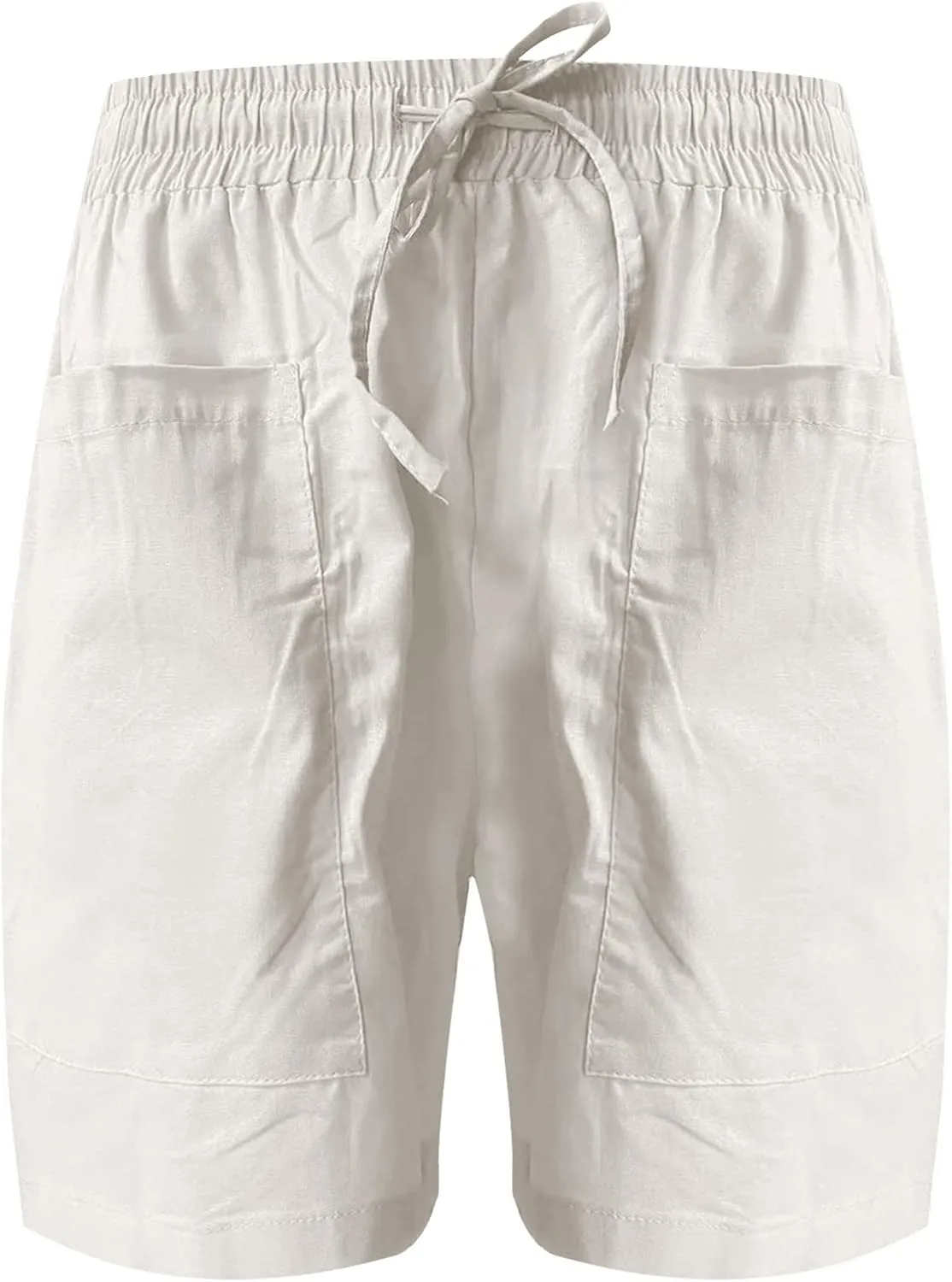 Elastic Waist Casual Comfy Summer Shorts Women's High Waisted Drawstring Shorts Solid Beach Shorts Gym Sweat Shorts