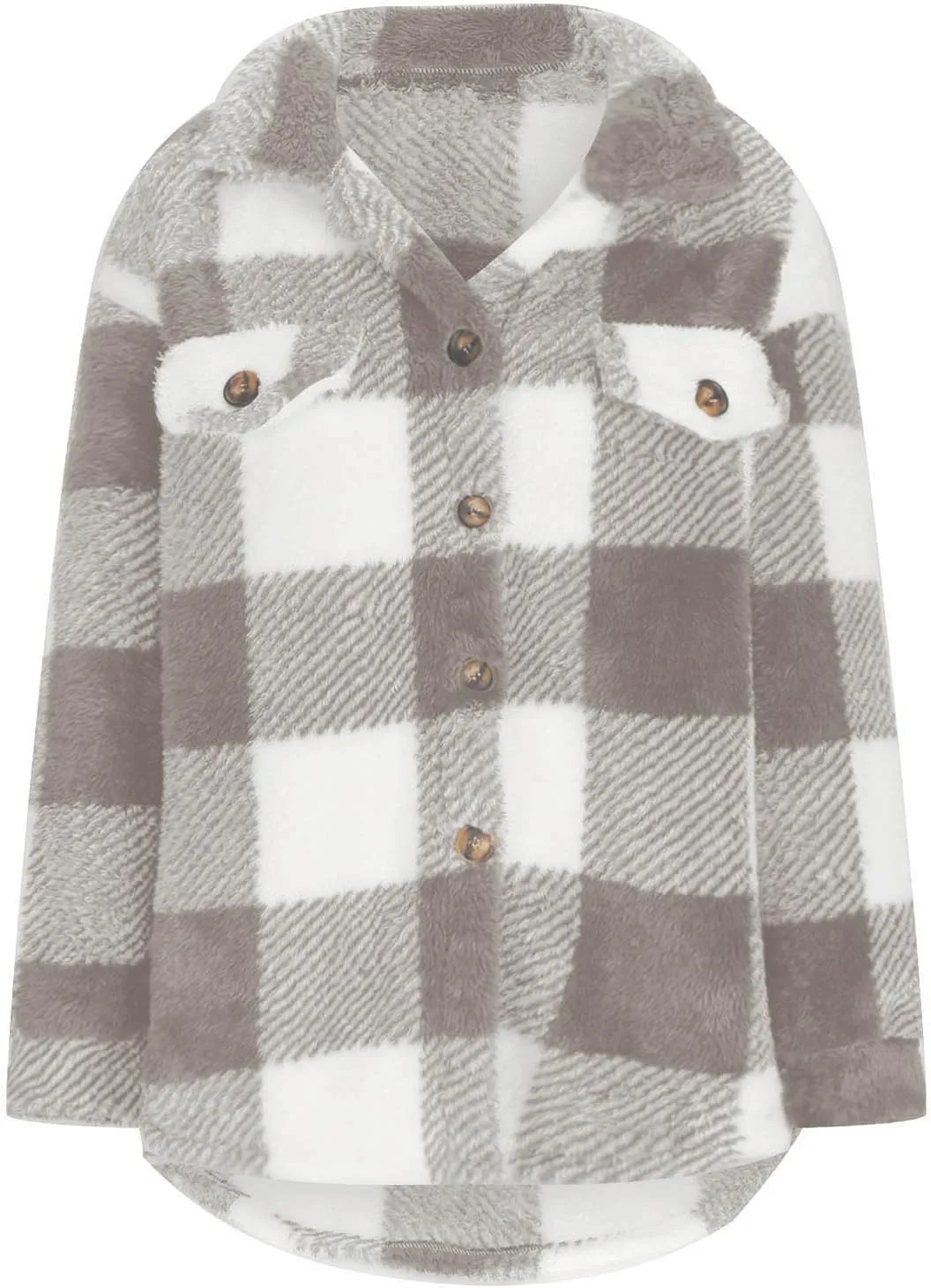 Fleece Jacket Women Fuzzy Flannel Jacket Fall Fashion Sherpa Lined Plaid Shacket Jacket Button Down Fleece Jacket Coat