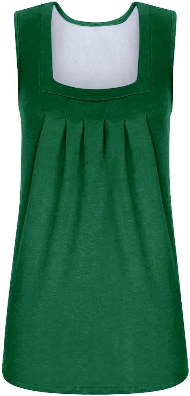 FQZWONG Tank Top for Women 2025 Summer Sleeveless Shirts Loose Casual Ladies Square Neck Blouses Sexy Off Shoulder Tshirts