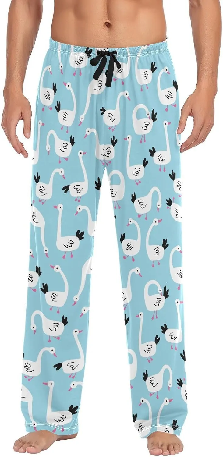 Geese Pattern White Goose Men's Pajama Pants Sleepwear Lounge Pajama Bottoms